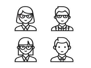Knowledgeable teacher icon illustrations in line art