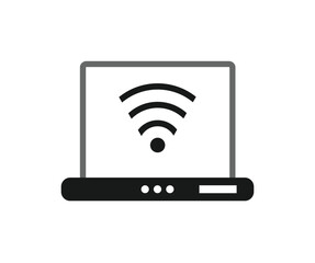 Illustration of a router with a WiFi symbol on the screen, indicating wireless connectivity.
