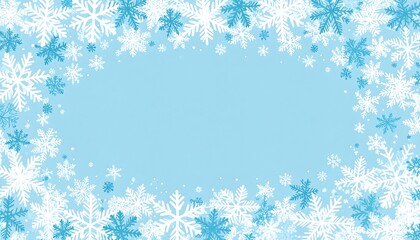 Light blue background with a border of snowflakes