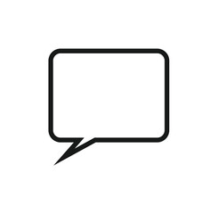 A simple, black speech bubble icon, ready for text or dialogue.