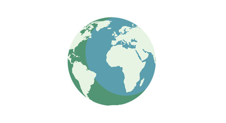 Fototapeta premium Earth globe illustration showing continents in flat color style