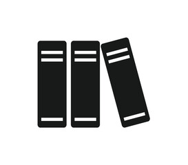 Three books are shown, two standing upright and one leaning to the right.