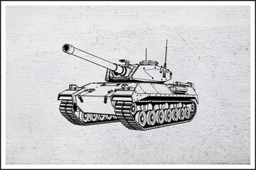 Steel Beast on Tracks,
Modern Battle Tank Illustration,
War Machine in Ink,
Armored Power Unleashed,