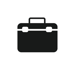Simple black silhouette of a briefcase, showing its basic shape and handle.
