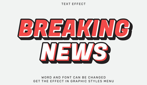 Bold breaking news text effect design for attention grabbing headlines