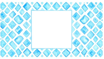 Light blue watercolor diamond pattern frame