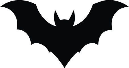 Black Bat Silhouette Vector Icon Graphic For Halloween Decorations And Designs