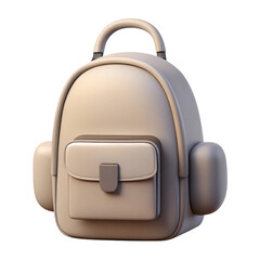 3d rendered beige backpack isolated on transparent background