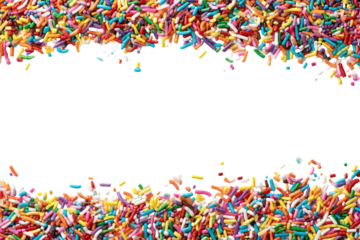 Colorful sprinkles frame a black space.  A vibrant border of various-colored sprinkles surrounds a large black area