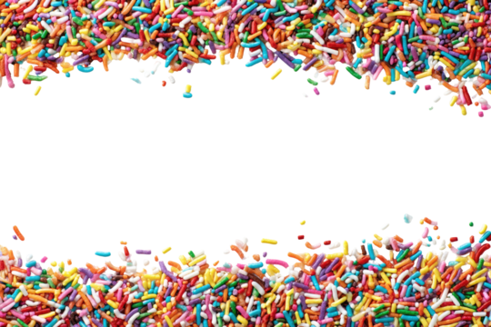 Colorful sprinkles frame a black space.  A vibrant border of various-colored sprinkles surrounds a large black area