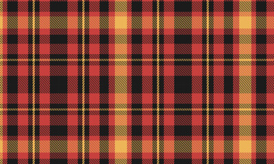 Red Yellow Black Plaid Seamless Fabric Pattern for Textile and Background