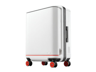 Modern white suitcase rolling luggage travel bag, Isolated On White Background, Png Transparent