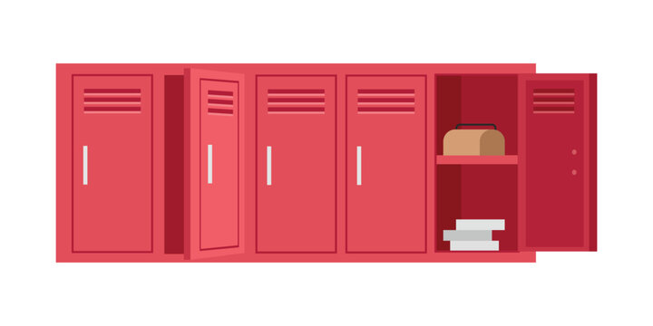 Locker open. Locker room. Student locker open door. 