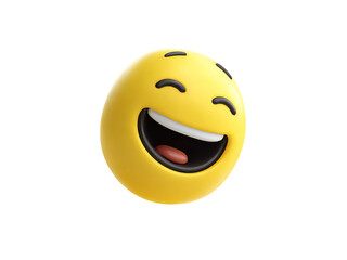 3d render of a laughing emoji yellow face happy, Isolated On White Background, Png Transparent