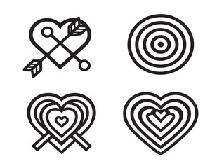 Romantic valentine icon illustrations in sweet flat vector