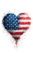 Heart shaped design featuring the American flag with vibrant colors and an artistic touch for patriotic expressions