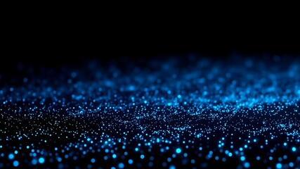 Abstract blue particle background with depth of field for modern technology concepts