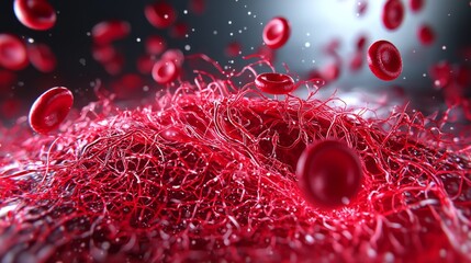Red Blood Cells and Blood Vessels in Abstract Medical Illustration