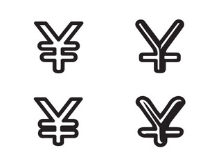Clean yen currency icons in minimalist 2D vector set