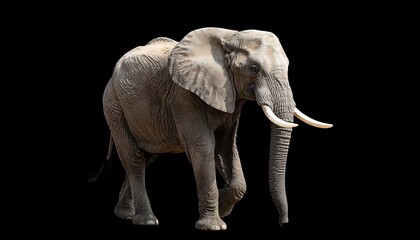 Obraz premium A large adult elephant stands against a black background