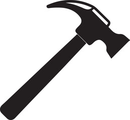 hammer silhouette, black and white silhouette, vector and illustration