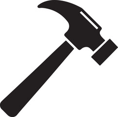 hammer silhouette, black and white silhouette, vector and illustration