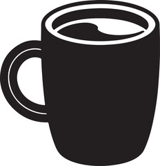 mug silhouette, black and white silhouette, vector and illustration