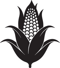 corn silhouette, black and white silhouette, vector and illustration