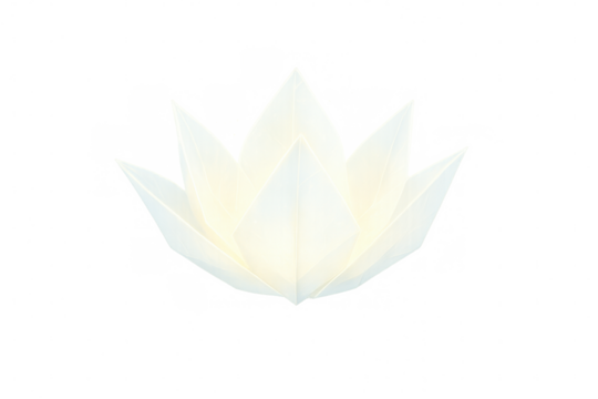 Glowing origami lotus flower isolated on transparent background, perfect for spiritual or decorative projects