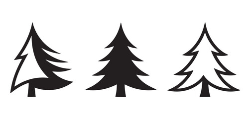 Obraz premium Three stylized black and white Christmas trees in a row pine tree fir tree