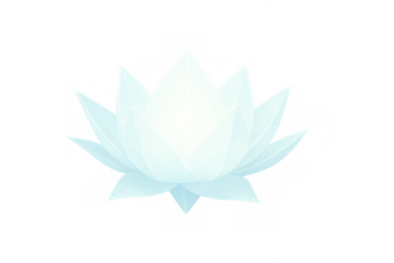 White lotus flower glowing on a transparent background, symbolizing purity, enlightenment, and spiritual awakening