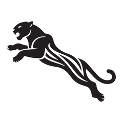 Obraz premium Black vector animal silhouettes including running horses, a majestic dragon, and a sleek panther illustration, isolated wildlife icons