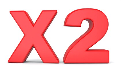 Obraz premium Red 3D numerals X2 on white background