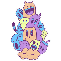 Doodle Abstract Monster Illustration Cartoon Art Digital Drawing