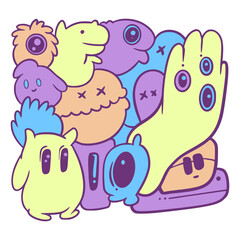 Doodle Abstract Monster Illustration Cartoon Art Digital Drawing