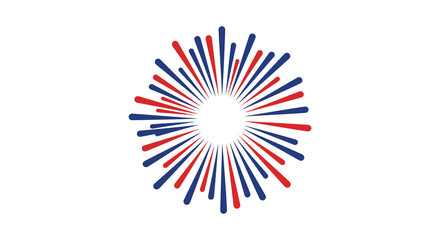 Red and Blue Radial Burst Design on White Background