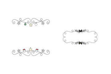 Christmas ornaments snowflakes star pine cones vector