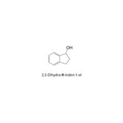 Fototapeta premium 2,3-Dihydro-1H-inden-1-ol skeletal structure. Indenol compound schematic illustration. Simple diagram, chemical formula.