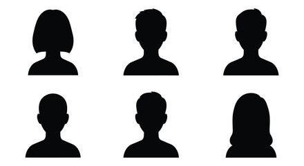 Seamless pattern of black silhouette people icons on white background