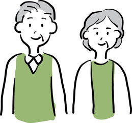 Elderly Couple Smiling - Hand Drawn Vector
