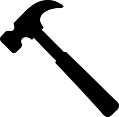 High-Contrast Silhouette of Claw Hammer Diagonal on White Background