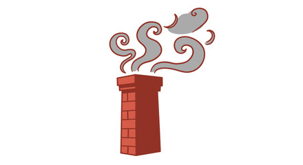 Cartoon Brick Chimney with Smoke Isolated on White Background Vector Illustration for Design and Decoration