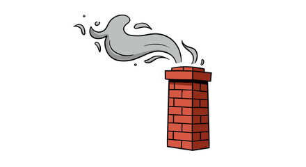 Cartoon Illustration of a Brick Chimney with Smoke Isolated on White Background Vector Style