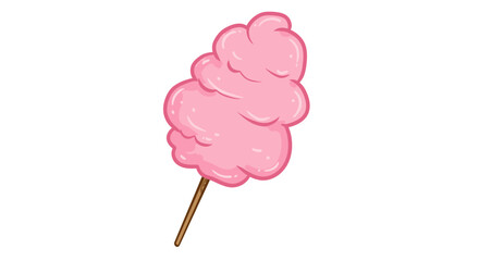 Cartoon Illustration of Pink Cotton Candy on a Stick Isolated on White Background
