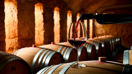 wine barrels in cellar