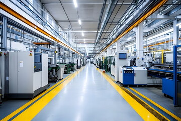 Fototapeta premium Advanced Manufacturing Automation Production Equipment Factory Layout