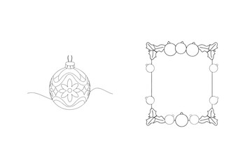 Christmas ornament and holly border decoration