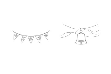 Festive bell and snowflake bunting garland decoration