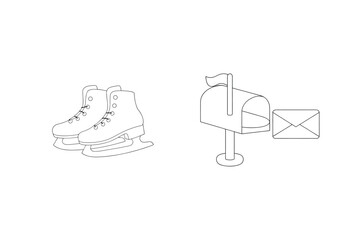 Figure skates and mailbox with envelope ice skates