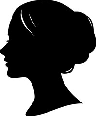 Sophisticated Female Silhouette with Styled Hair and Clean Facial Contours